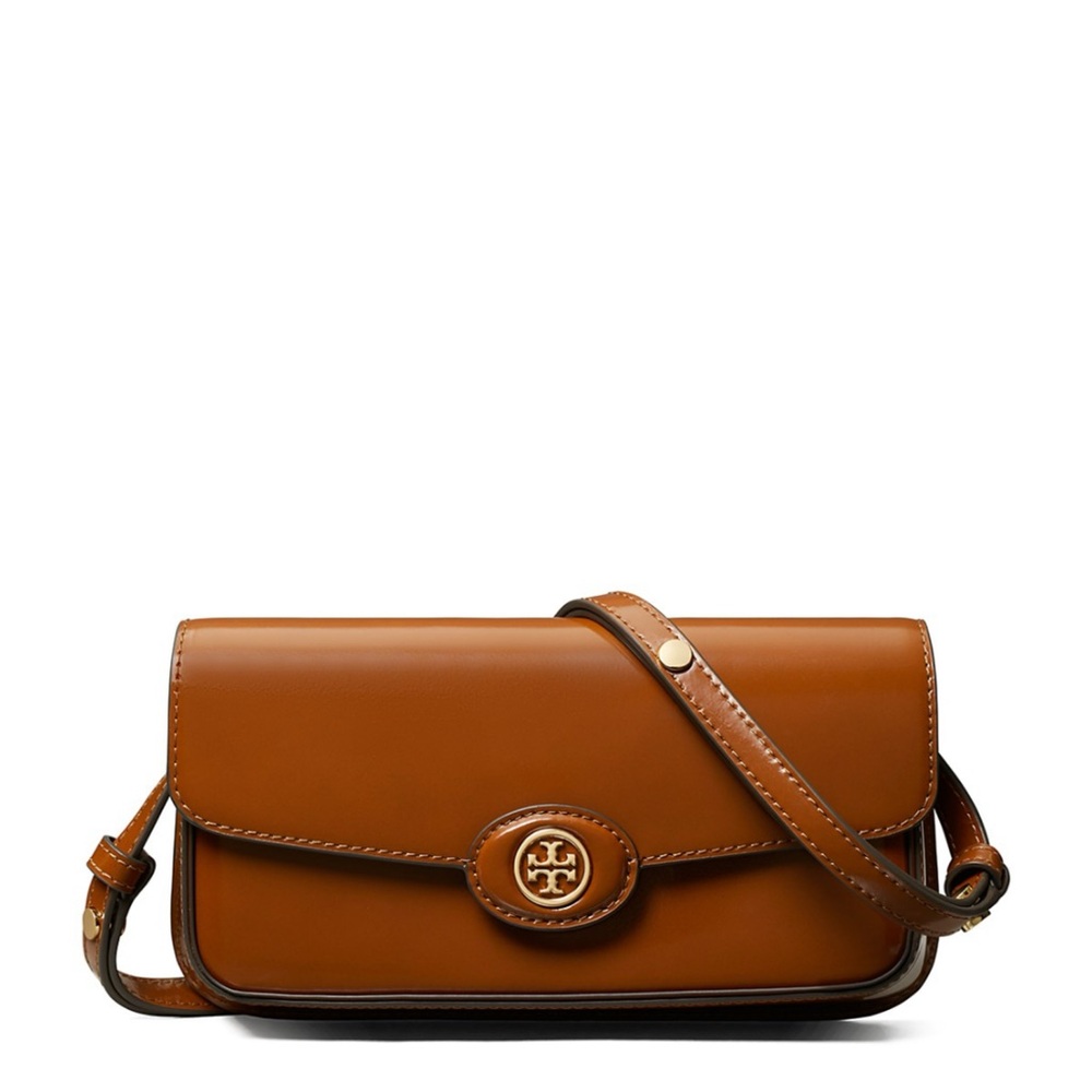 ☀️NEW☀️Tory Burch E/W Robinson Spazzolato Shoulder Bag Brown